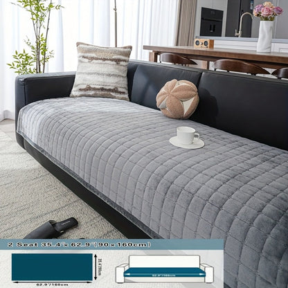 Sofa Cushion Cover Flannel Non-Slip Bohemian Style Soft Plush Couch Cover – Machine Washable Solid Color Slipcover for 2/3/4-Seater Sofa