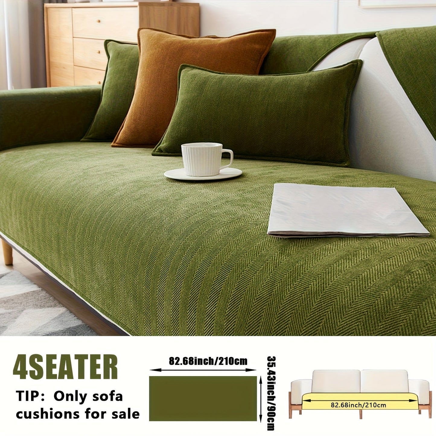Sofa Cover Ribbed Chenille Stretch Panels for 1 to 4 Seats, Armrests or Cushions with Model-Specific Size and Color Options