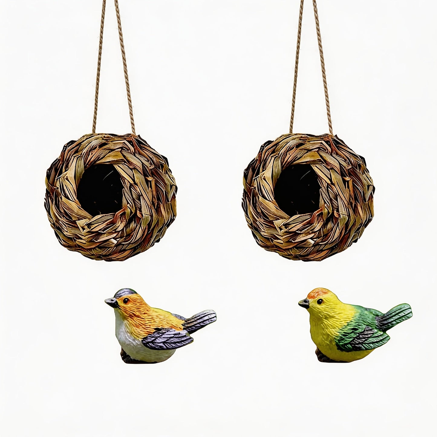 Hummingbird Nest House Handwoven Outdoor Garden Patio Bird Nest – Spherical Design Comfortable Nesting Shelter for Small Birds