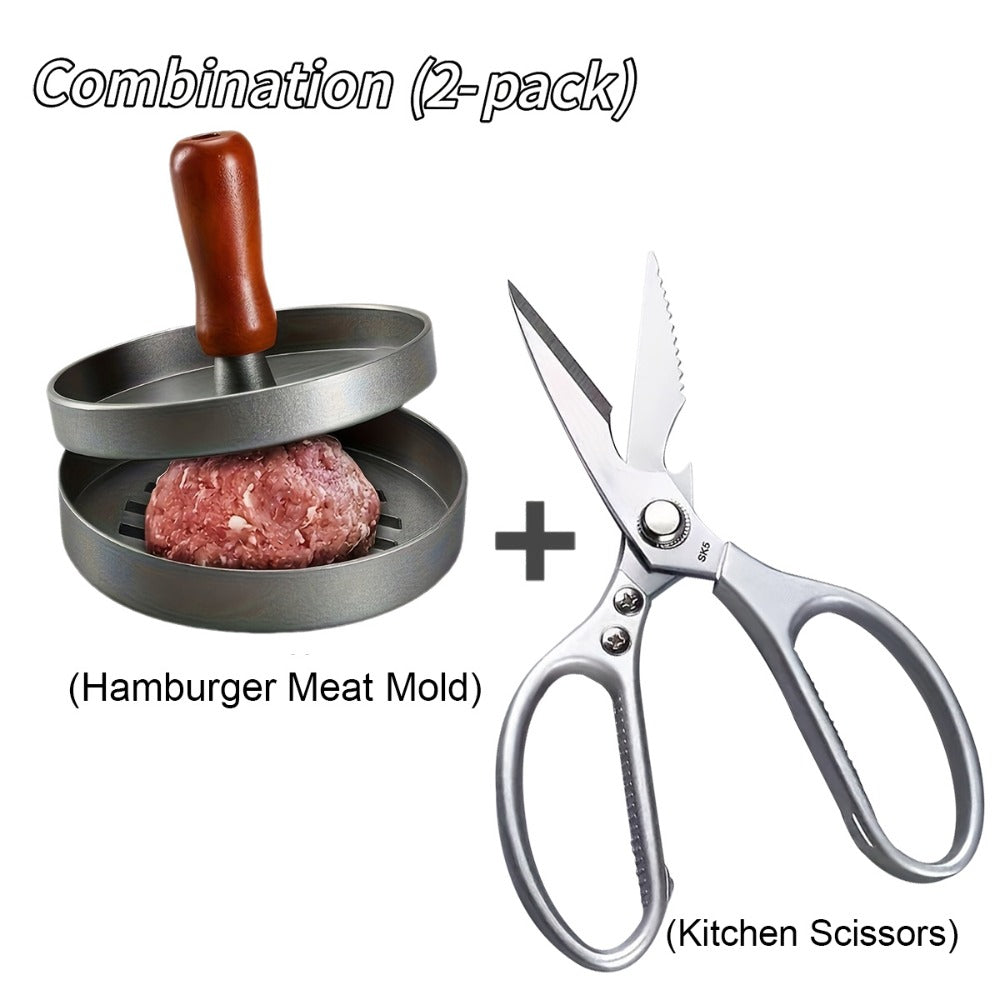 Burger Press Patty Maker 2-Pack, Non-Stick Hamburger Press Mold for Beef, Chicken, Fish & Poultry, Heavy-Duty Round Patty Maker