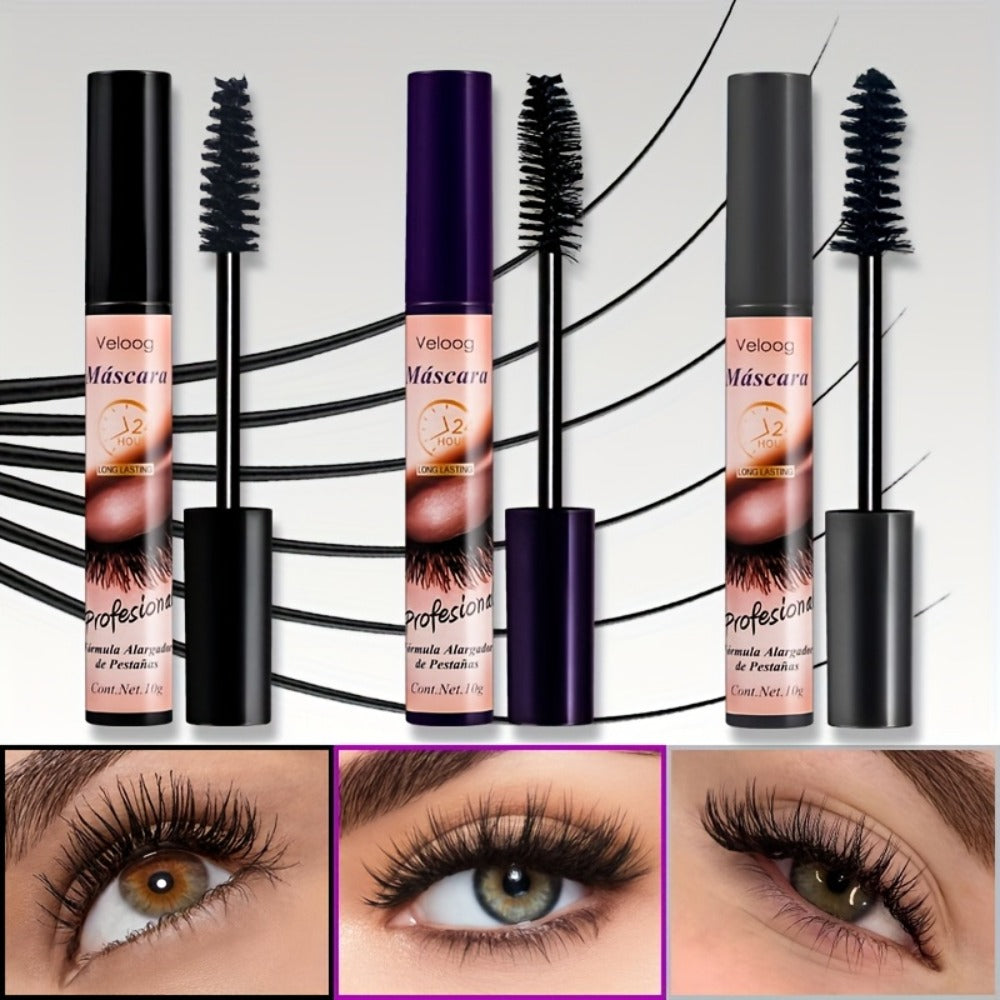 Waterproof Mascara Set 3 Piece, Lengthening Volumizing Curling Lash Mascara with Sea Urchin Spiral Conical Brush Heads