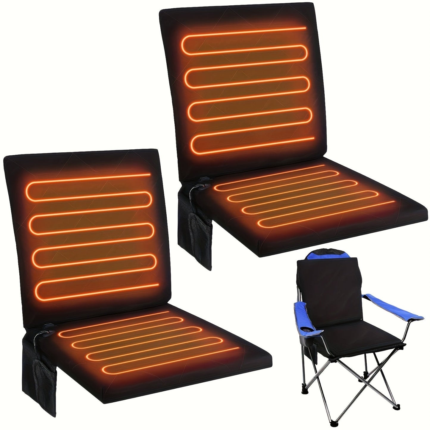 USB Heated Seat Cushion Foldable Heating Pad with 3 Adjustable Heat Modes – Portable Electric Warming Cushion for Stadium, Camping