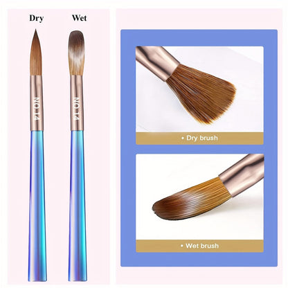 Nail Art Brush Set 7Pcs Aurora Blue Handle – Professional Acrylic Gel UV Nail Painting Brushes for Sculpting Dotting Liner Drawing