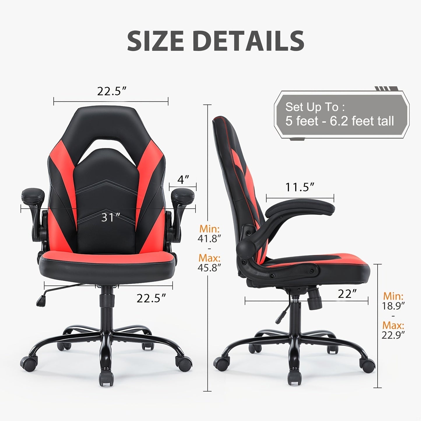 Ergonomic Gaming Chair with Rotating Armrest Lumbar Support & Headrest – Esports Racing Style Computer Office Chair with Footrest for Home