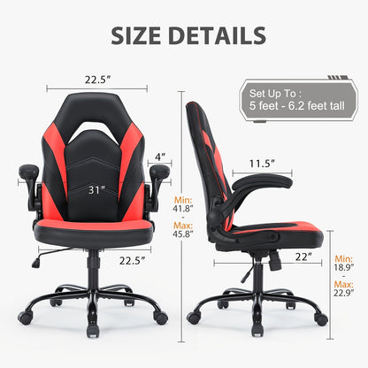 Ergonomic Gaming Chair with Rotating Armrest Lumbar Support & Headrest – Esports Racing Style Computer Office Chair with Footrest for Home