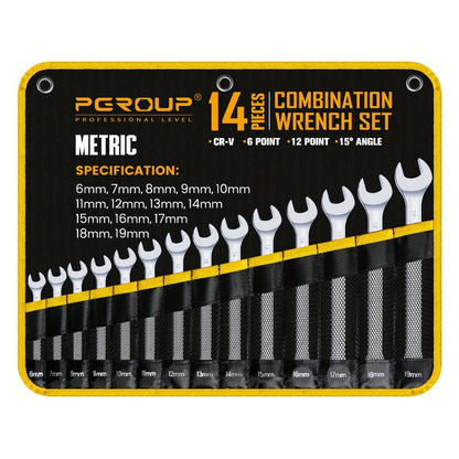 Combination Wrench Set with 14-Piece Metric, 14-Piece SAE or 32-Piece Mixed Checkout Options and Carry Case