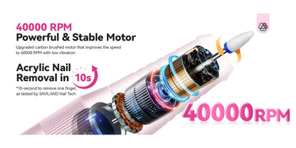 Electric Nail Drill 40000 RPM Rechargeable Professional Nail Drill Machine 4000mAh Battery LCD Display Ceramic Bits Sanding Bands