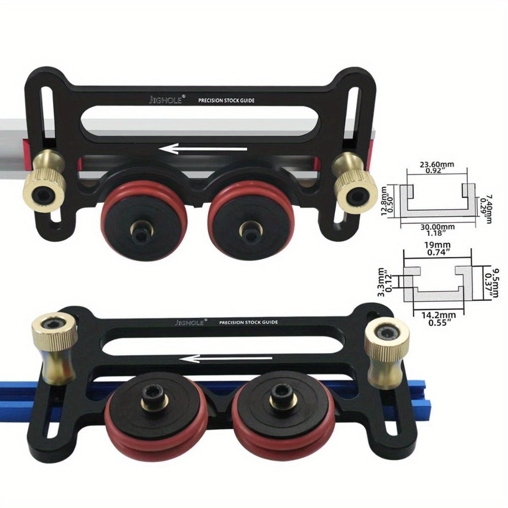 Feather Board Roller Guide for Table Saw, Aluminum Alloy One-Way Safety Stock Feeder with T-Track Mount