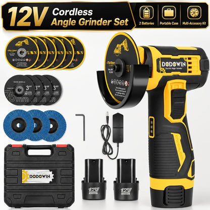 Power Tools DODOWIN 12V Mini Cordless Angle Grinder with 19, 500 and 5, 000 RPM Modes and Battery Options