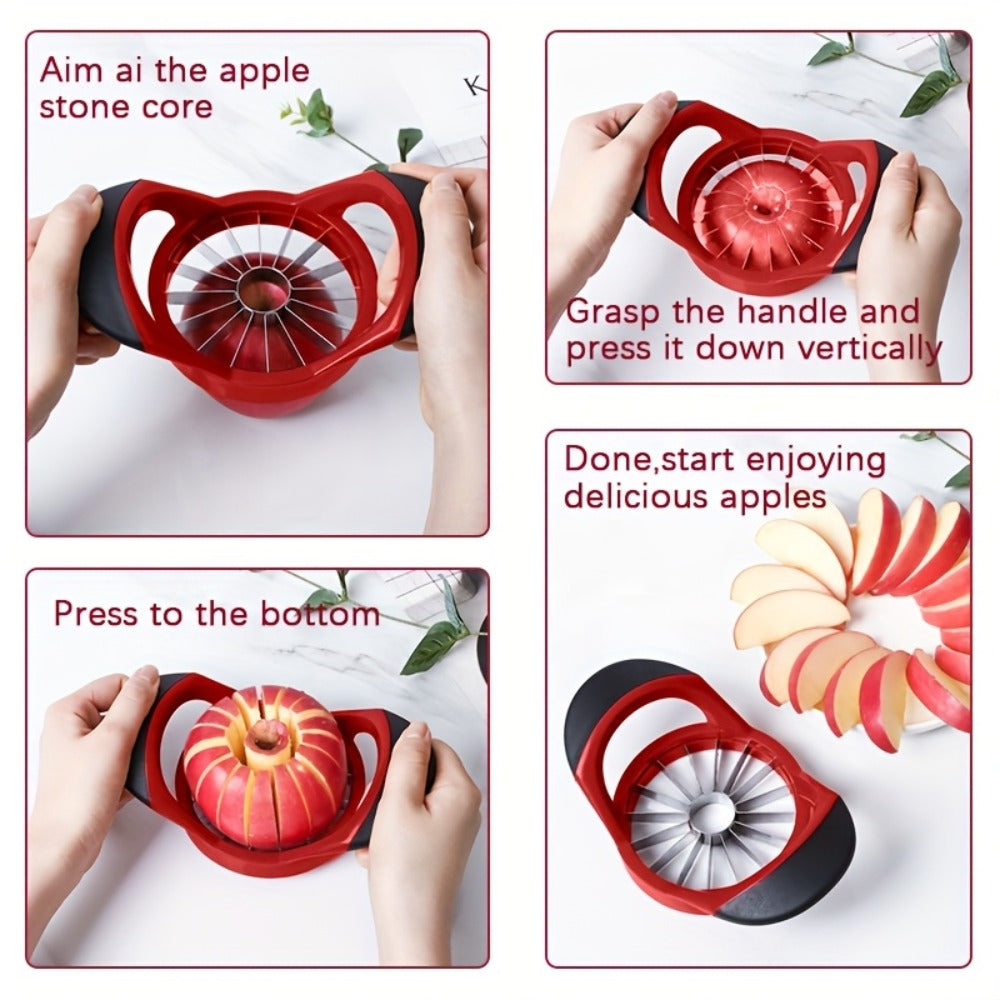 Apple Cutter Slicer 12-Blade Large Ultra-Sharp Stainless Steel, One-Press Core Remover Divides into 12 Pieces