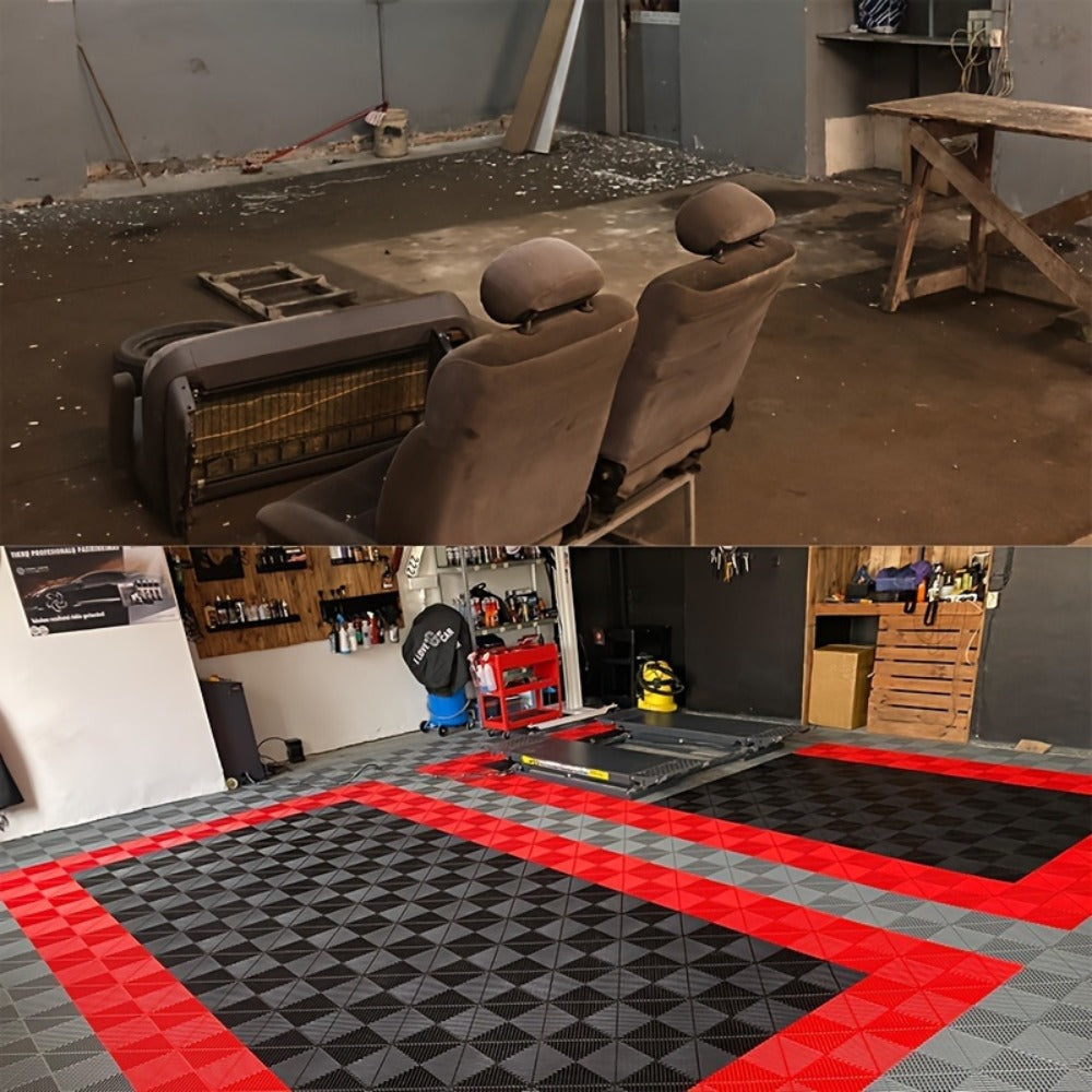 Garage Floor Tiles 25Pcs – Interlocking Plastic Mesh Spliced Floor Mats for Car Wash Auto Detailing Garage Flooring, 5 Colors