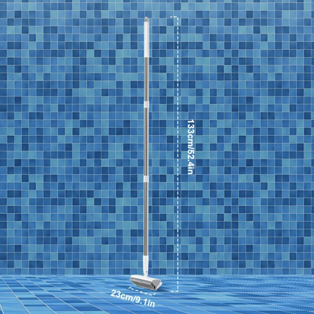 Pool Cleaning Brush with 52.4-Inch Sectional Handle, 9.1-Inch Double-Sided Bristle Head and Corner Edge Profile