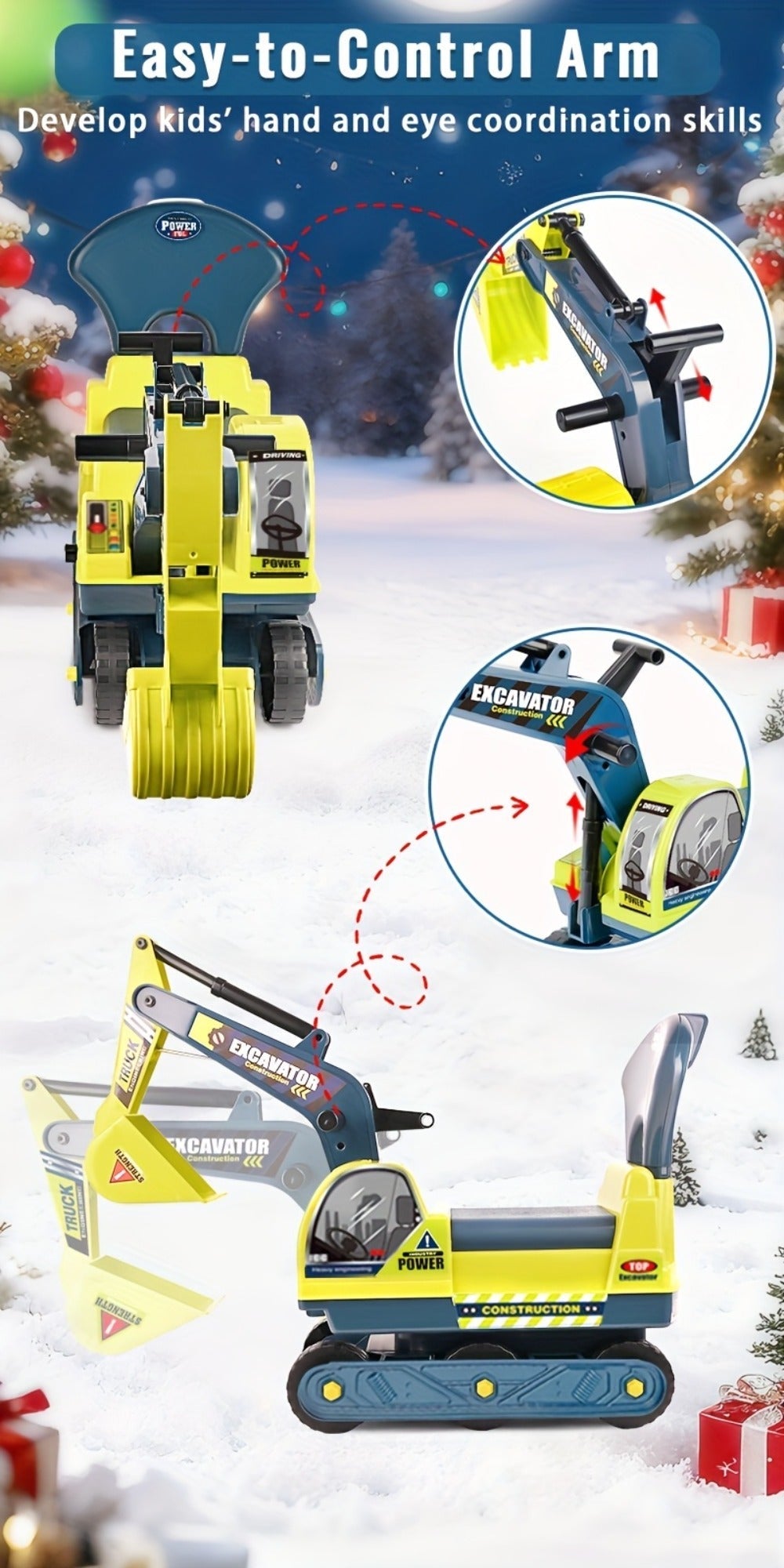 Kids Ride-On Construction Truck Large Manual-Powered Engineering Vehicle with the Listed Color, Size or Set Options for Everyday Use