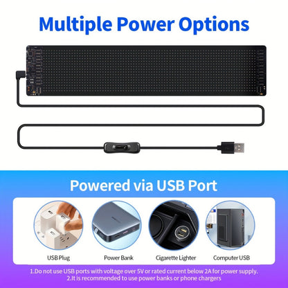 LED Scrolling Display Board with Bluetooth App Control, USB Powered Programmable RGB Matrix Panel for Text