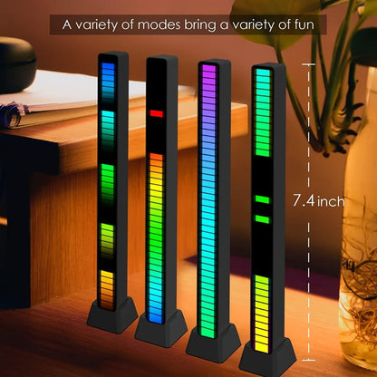 Sound Activated RGB Ambient Light Bars 2/4 Pack, Music Rhythm Sync USB Plug & Play, Color Changing Atmosphere Lights for Gaming Room