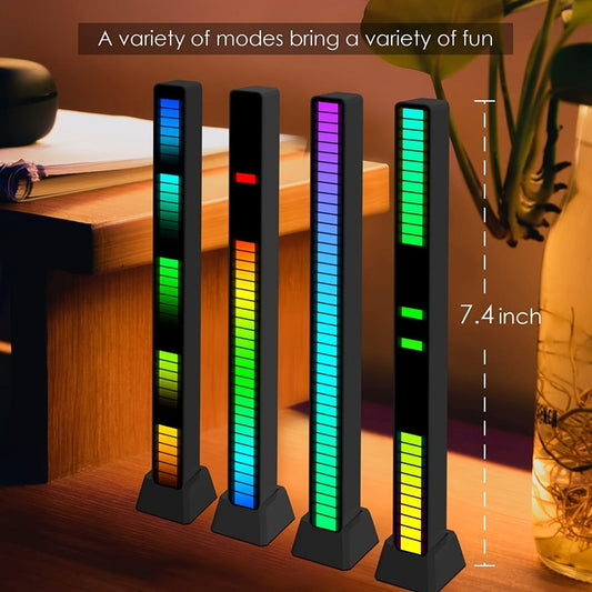 Sound Activated RGB Ambient Light Bars 2/4 Pack, Music Rhythm Sync USB Plug & Play, Color Changing Atmosphere Lights for Gaming Room