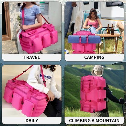 Convertible Travel Duffel Bag 3-in-1 Rose Red 50L – Weekender Backpack & Gym Bag for Men & Women, Sports, Camping & Daily Use