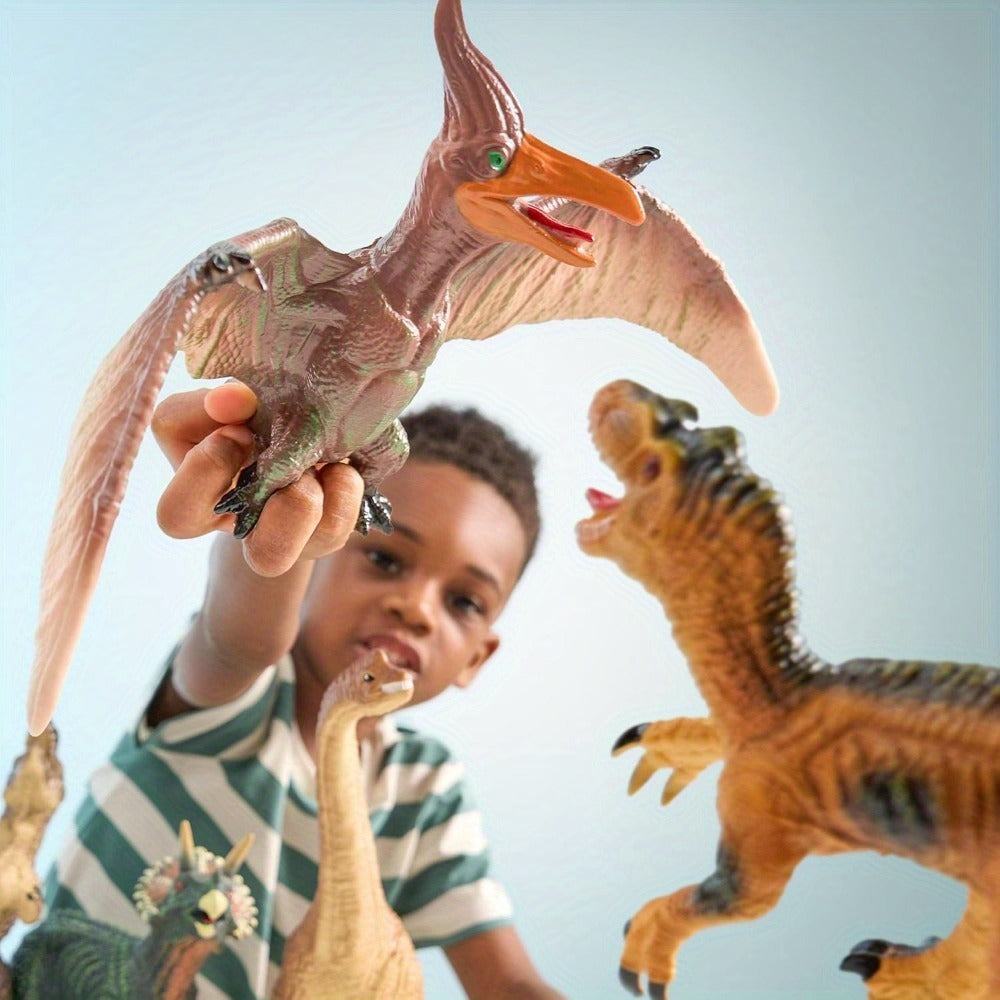 Toddler Dinosaur Figures with Educational Book, 6 Jumbo Realistic Dinosaur Toys for Toddlers 1+ Years
