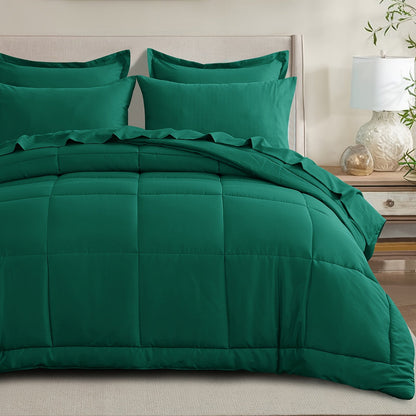 7 Piece Comforter Set Luxury Soft Fluffy Bedding All Season Bed in a Bag with Comforter Fitted Sheet Flat Sheet Pillowcases Hypoallergenic