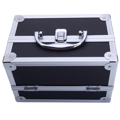 Tabletop Makeup Carry Case with Mirror, Fold-Out Trays and Dividers in Black, Silver or Pink