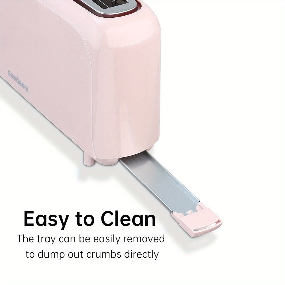 Slim Toaster 2-Slice – SEEDEEM 6-Setting Shade Control, Cancel, Reheat & Defrost, Removable Crumb Tray, 750W Compact Fits-Anywhere Design