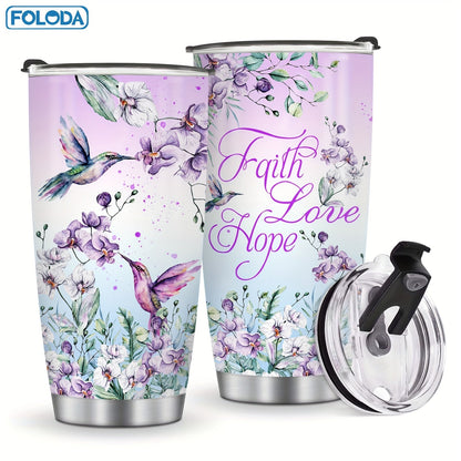 Hummingbird Flower Vacuum Insulated Travel Tumbler 20oz – Gift for Mom Grandma Sister Daughter Birthday Valentine's Day