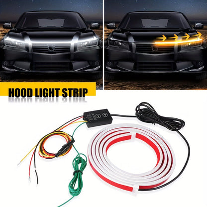 Car Hood LED Light Strip – 79" / 6FT Flexible Daytime DRL Strip with Fuse Protection, Universal Fit for Car SUV Truck Van, No Wiring Needed