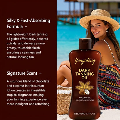 Sun Tanning Oil 200ml – Deep Golden Tan Accelerator Body Oil for Beach & Outdoor, Moisturizing & Nourishing Summer Skin Care for All Skin