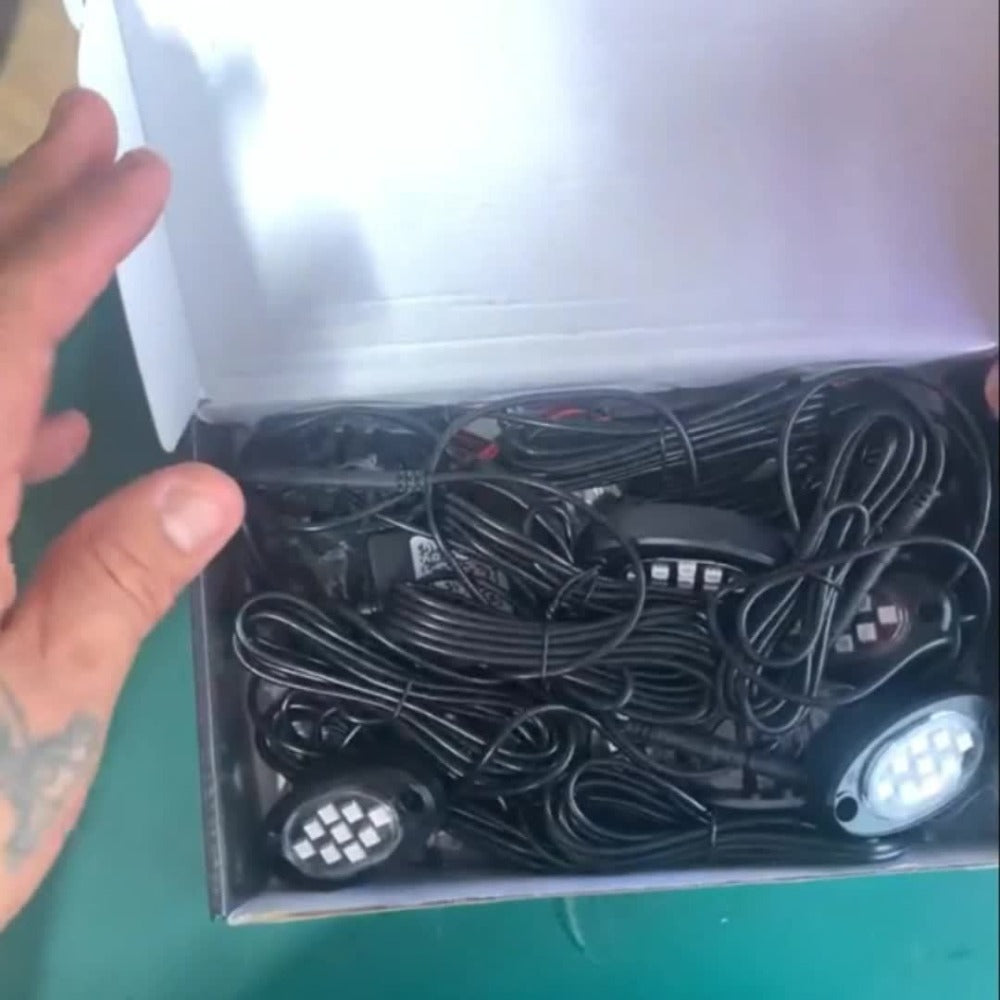 RGB Rock Lights Kit for Trucks & Cars, Sound-Activated LED Underbody Lights with APP & Remote Dual Control