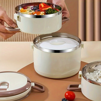 Four-Layer Lunch Box Set, Stackable Stainless Steel Meal Containers with Carry Bag and Cutlery