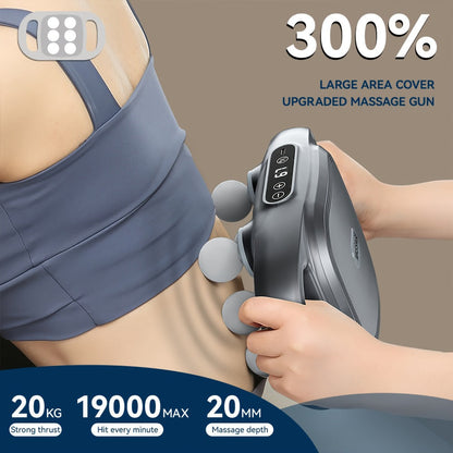 Tapping Massage Gun with 6 Interchangeable Heads, USB Rechargeable Handheld Deep Tissue Vibration Massager for Back