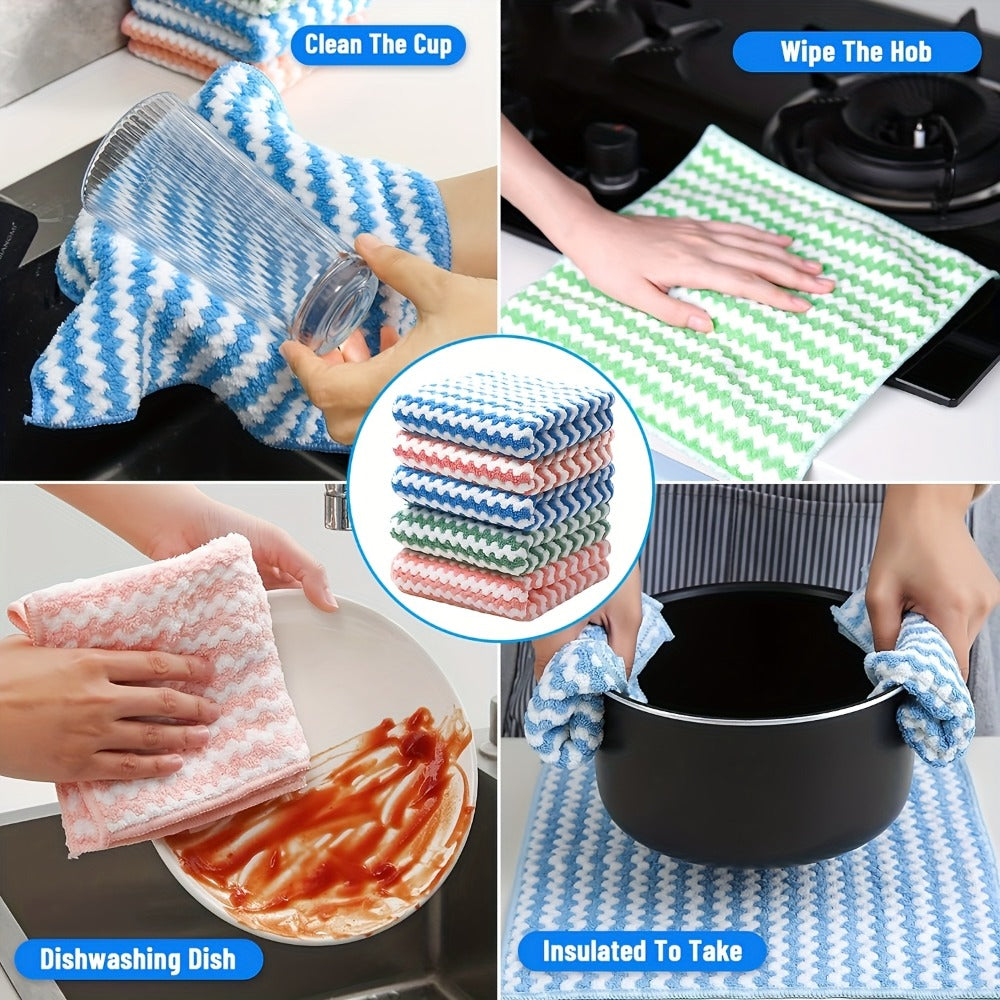 Microfiber Cleaning Cloths 18 Pack Ultra-Fine Fiber Reusable Dishwashing Cloths Knit Texture Multi-Color Assorted for Home Kitchen Dish