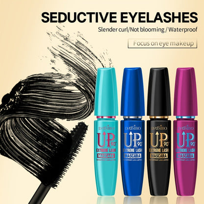 Black Mascara Four-Piece Set with Turquoise, Blue, Black and Magenta Tubes and Straight Bristle Wands