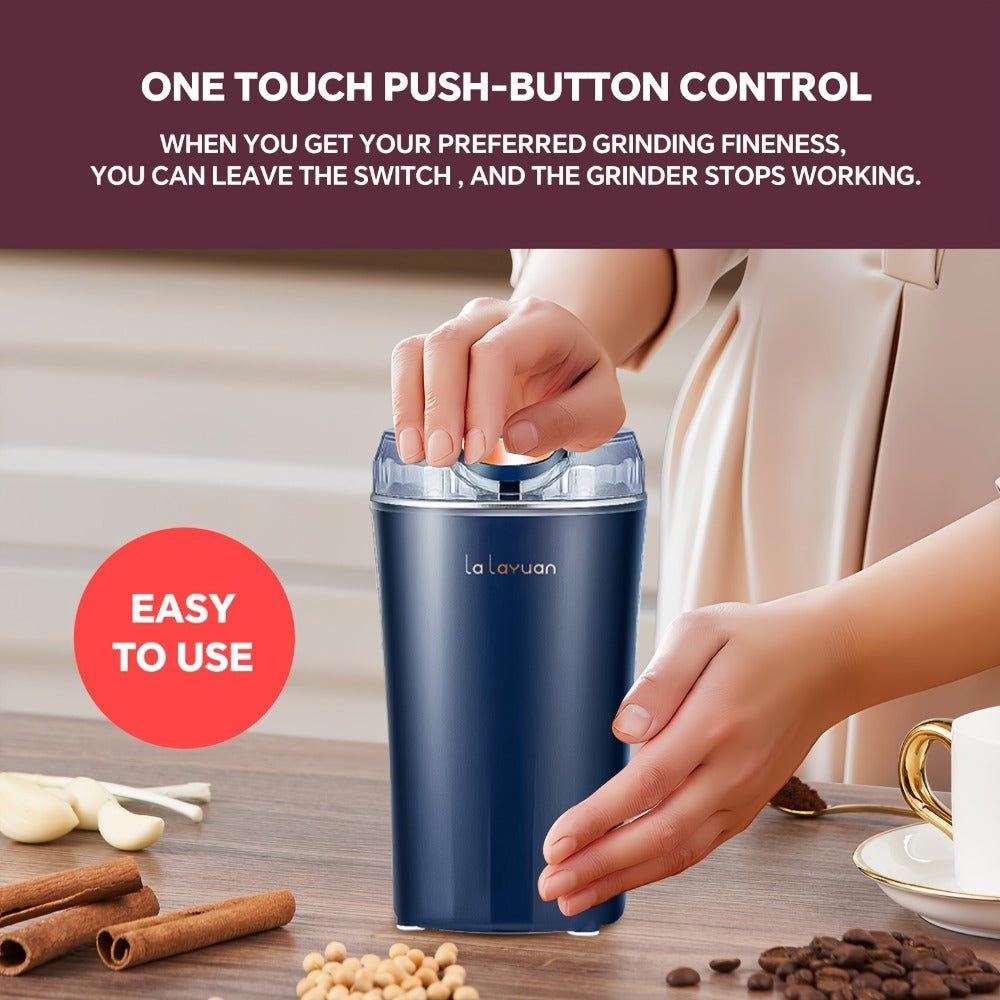 200W-Labeled Electric Coffee Grinder with Press-Lid Control, Two-Leaf Blade and Three Housing Options