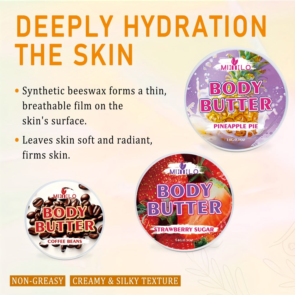 Fruity Body Glaze Set 8 Scents 100g×2 – Pineapple Coconut Strawberry Coffee Peach Doughnut Birthday Cake Non-Greasy All-Day Moisturizing