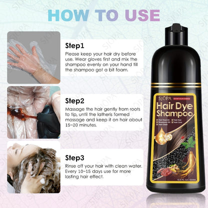 Hair Dye Coloring Shampoo 5-in-1 Upgraded with Hibiscus Oil, Squalane & Glycerin – Quick Color & Nourishing, Gentle Skin-Safe Formula