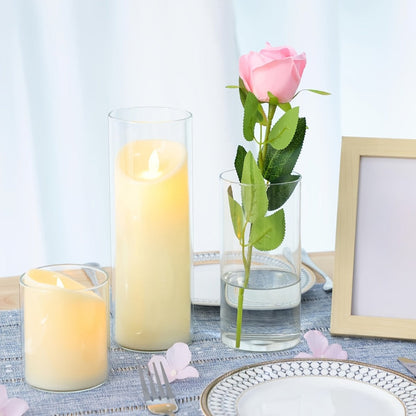 Clear Cylinder Glass Vases Set Wedding Centerpieces Home Decor for Entryways, Bedrooms and Living Spaces