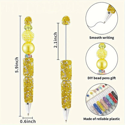 Glitter Beaded Pens Set 20pcs Sparkly String Bead Ballpoint Pens Colorful Fun Writing Pens for Office School Party Favors Wedding Gifts