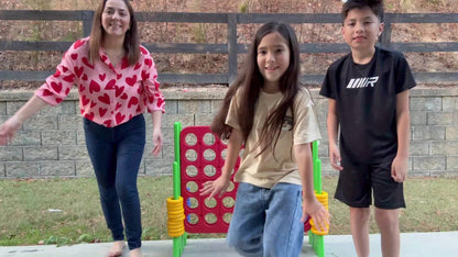 Height Adjustable Giant Connect 4 Game 33-37 Inch, Jumbo 4-in-a-Row Outdoor Yard Game with Quick Release Slider for Teens