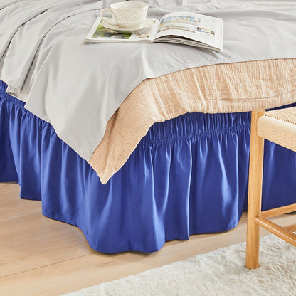 Ruffled Bed Skirt with Adjustable Elastic – Twin Full Queen King, 15-Inch Drop, Machine Washable, 30 Colors