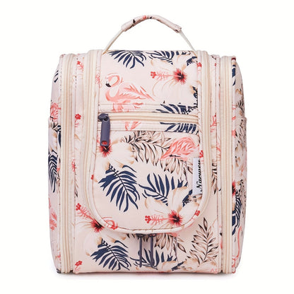 Toiletry Bag Hanging Large-Capacity Makeup Organizer with Hook, Multiple Compartments and 16 Print Options