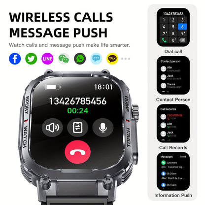 Flashlight Compass Outdoor Smartwatch for Men 100+ Sport Modes Sleep Monitor Pedometer Calorie Tracker for a Home Lash Beauty Routine