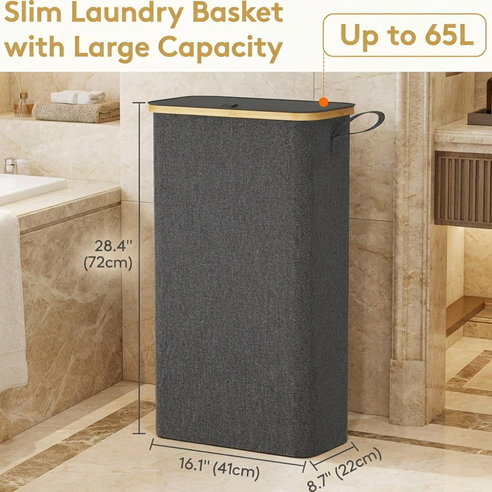 Slim Lidded Laundry Hamper with Removable Bag in Six Colors and 50L, 65L or 75L Options Pictured
