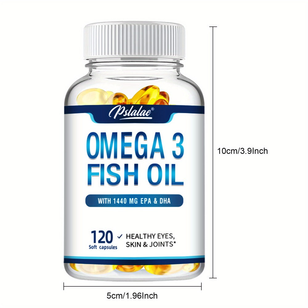 Triple Strength Omega-3 Fish Oil Softgels 120 Capsules with High-Potency EPA & DHA, Heart, Brain