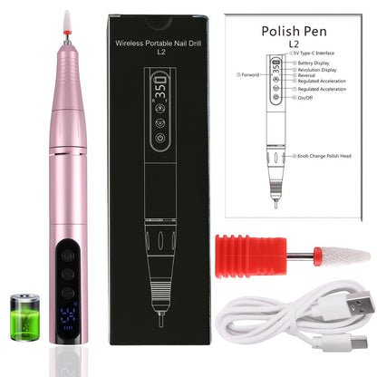 Electric Nail Drill 35000 RPM USB Rechargeable Pen with Digital Display and Three Color Options
