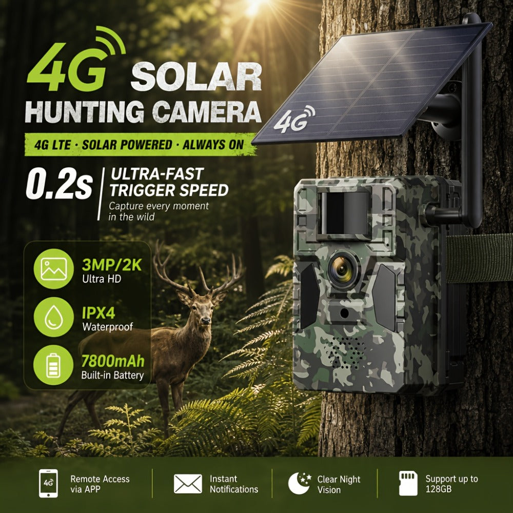 4G Cellular Trail Camera 2K No WiFi Required with Phone App Remote View, Wireless Game Camera for Deer Hunting