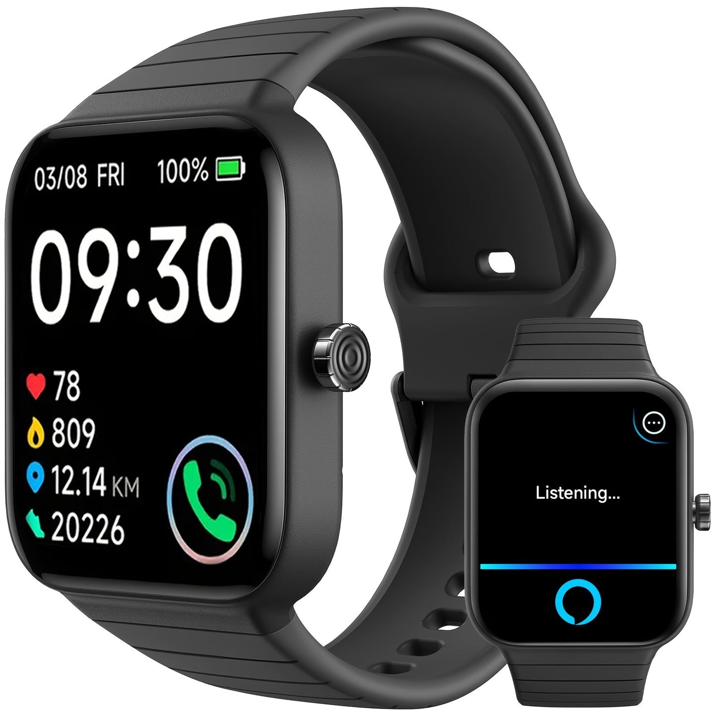 Smartwatch with Alexa Built-in FAWEIO 1.95" Large Display, Wireless Calling, 100+ Sport Modes, Pedometer Heart Rate Sleep Blood