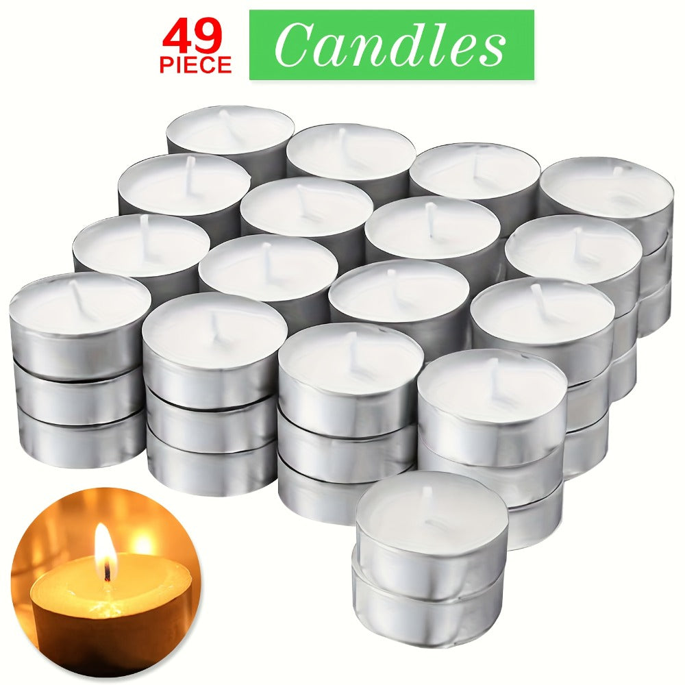 Tea Light Candles Unscented White – 49 or 99 Pack Smokeless Wax Tealights 2. Burn for Weddings, Christmas