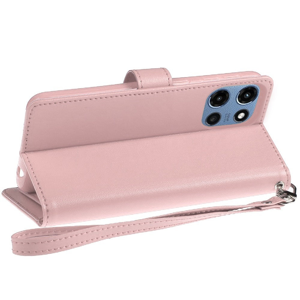 Moto G 5G 2025 Wallet Case PU Leather Folio with 5 Card Slots Cash Pocket Magnetic Closure Kickstand for Motorola Moto G 5G 2025