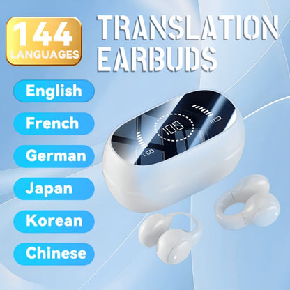 Open-Ear AI Translation Earbuds 144 Languages Real-Time Translator, Wireless Translator Headphones USB-C Charging